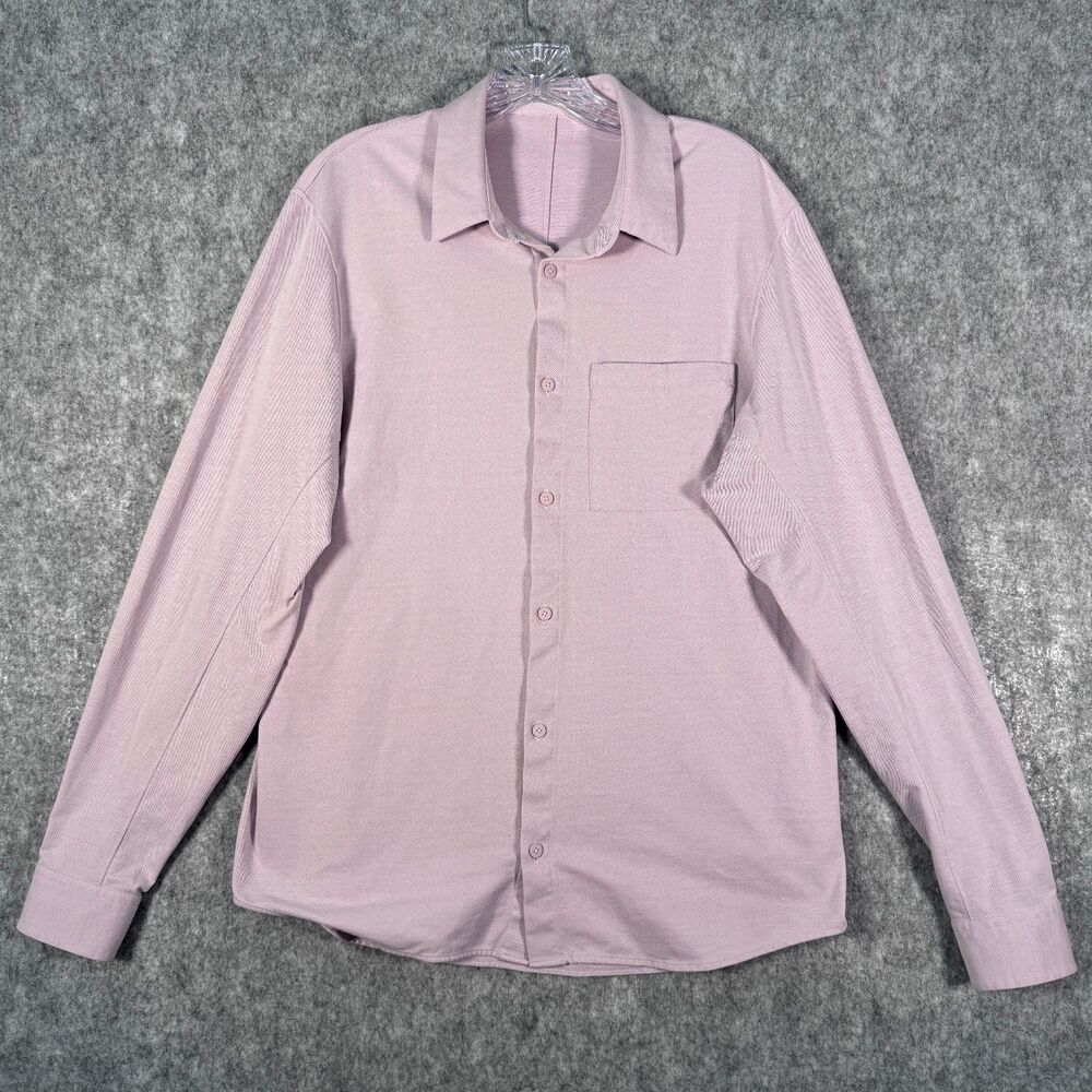 Lululemon Shirt Mens Size L Pink Long Sleeve Commission Button Down Performance